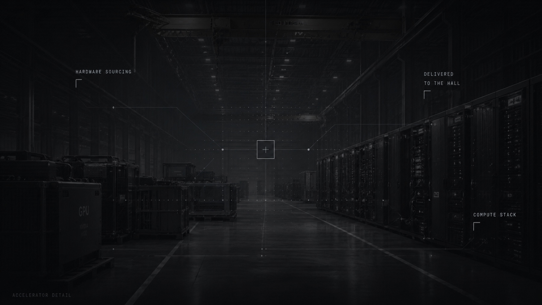Hardware sourcing — GPU crates delivered to the hall