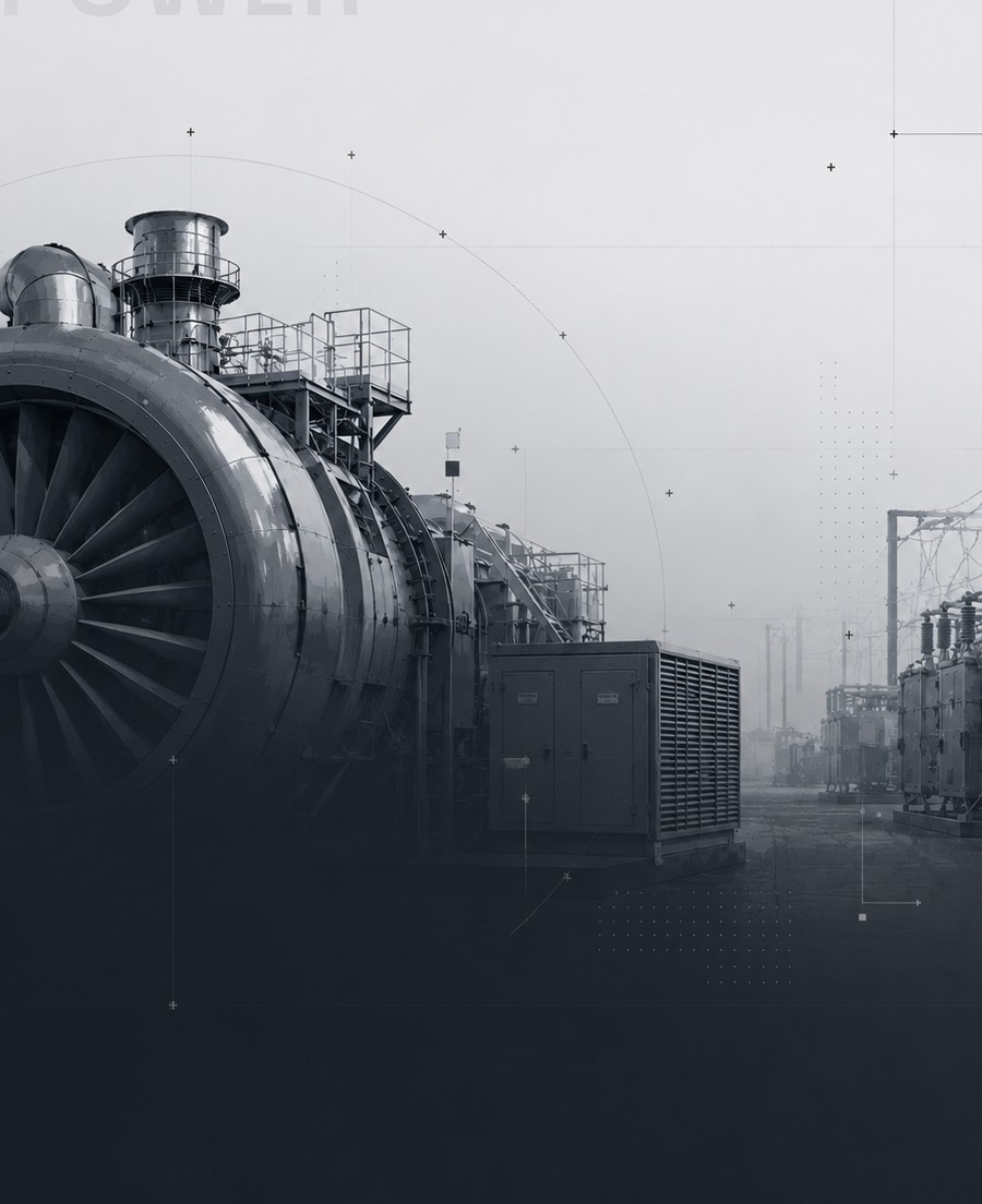 Gas turbine power plant at blue hour